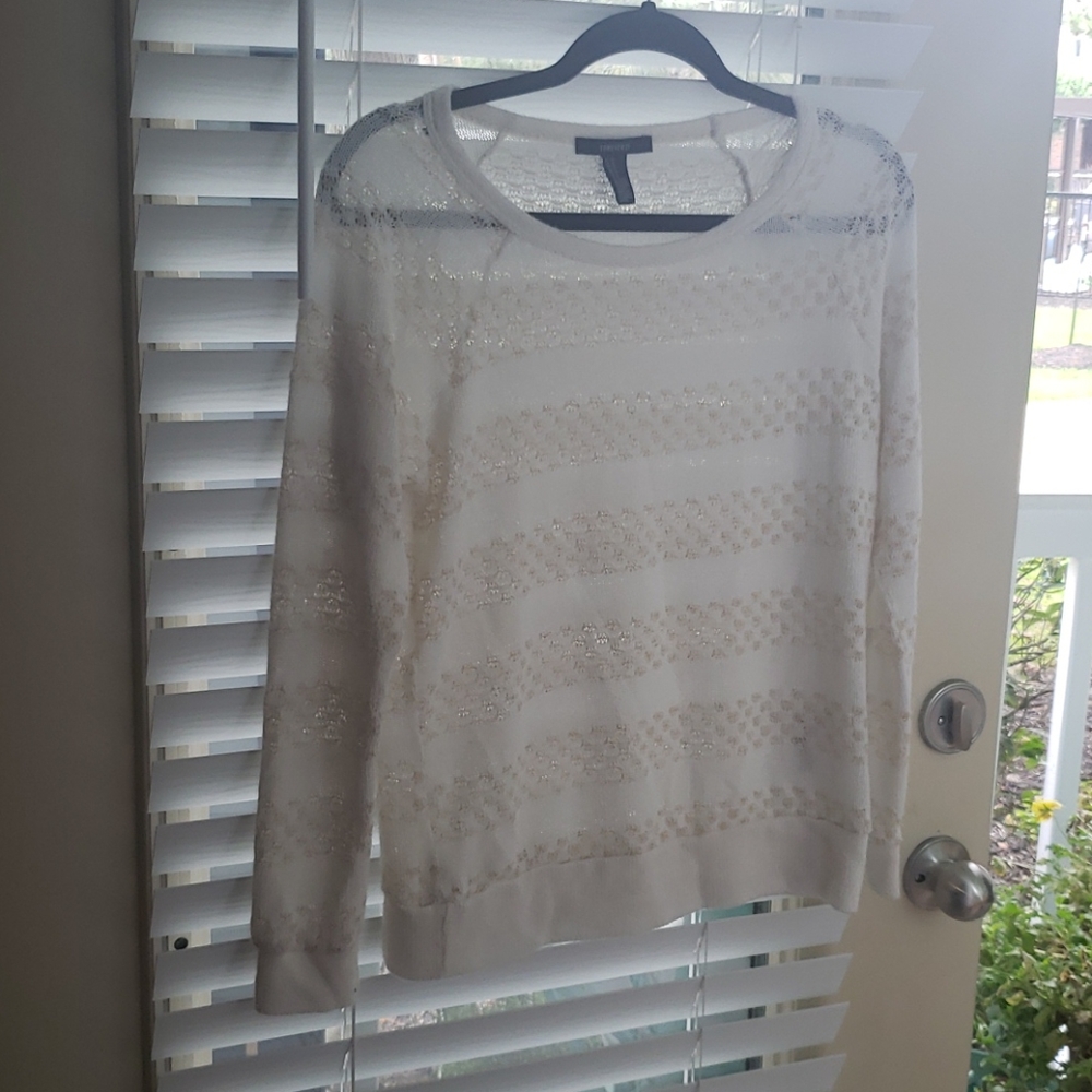 Forever 21 white with gold striping sweater
